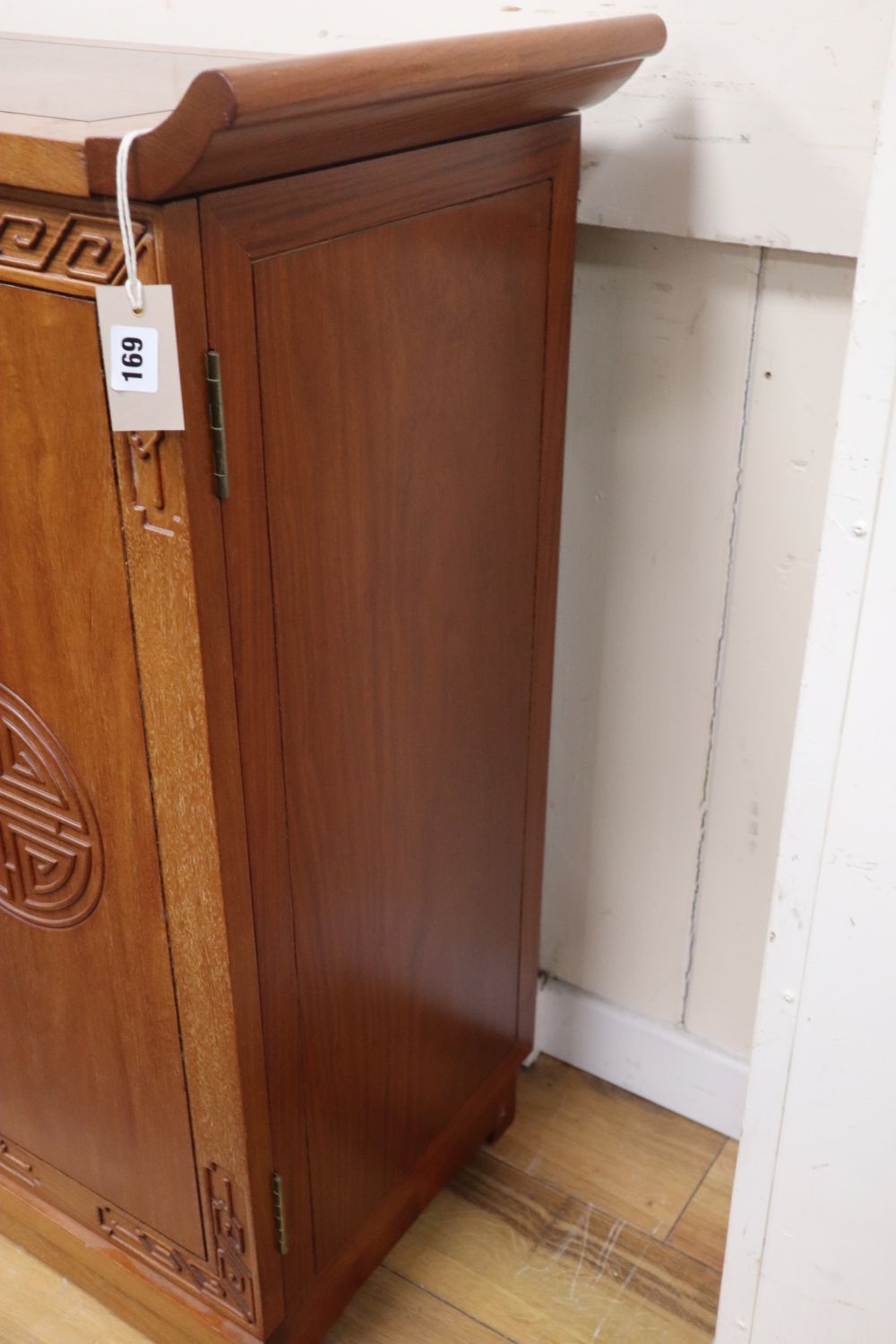 A Chinese hardwood drinks cabinet, width 92cm, depth 44cm, height 100cm